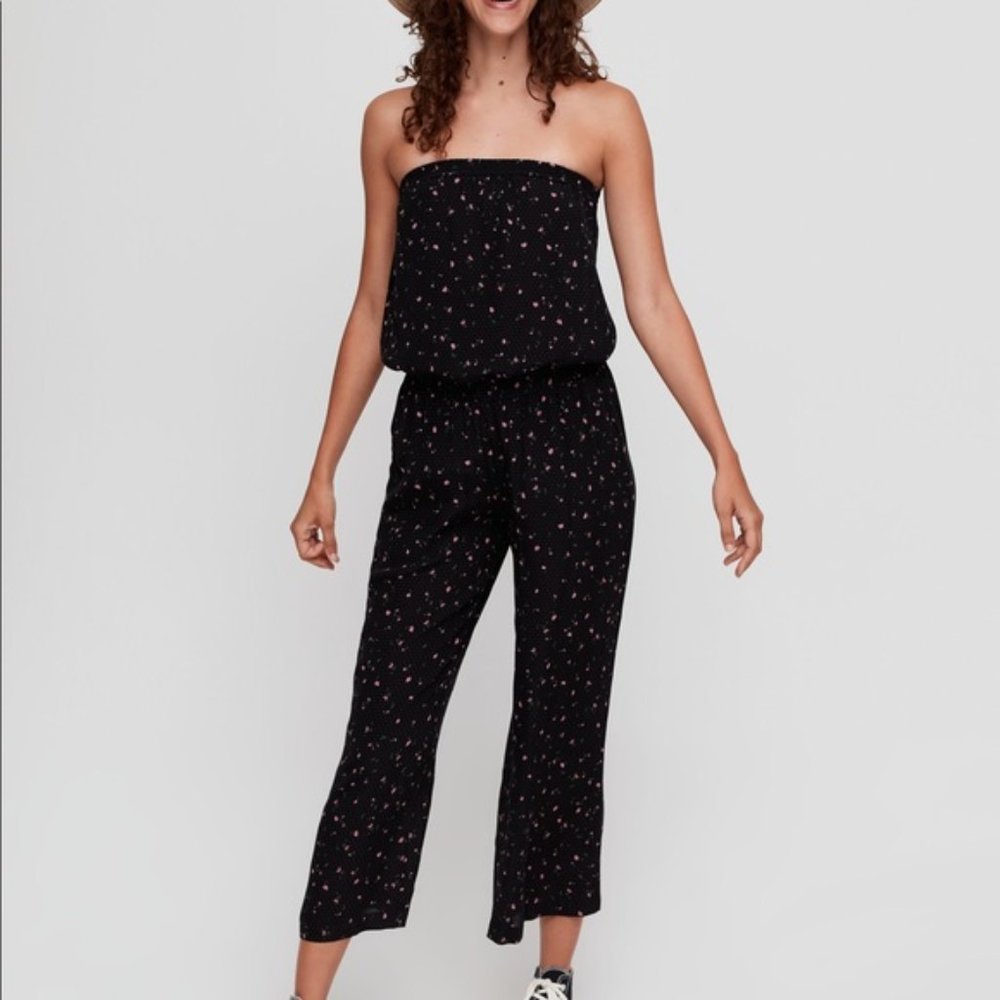 Aritzia floral sleeveless jumpsuit w/ pockets